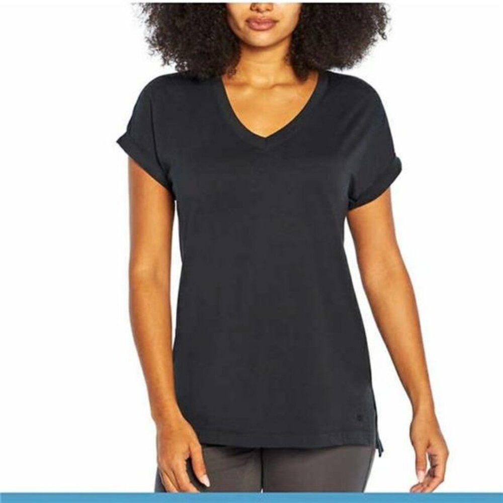 Banana Republic Women's Top Ladies' Roll Sleeve Tee (Black, X-Small)